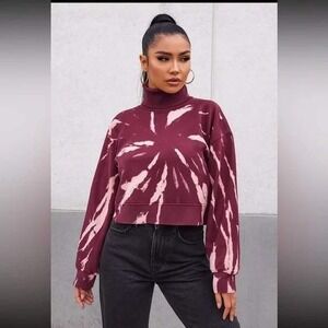 525 America Tie Dye Turtleneck‎ Sweatshirt Revolve Cropped Top Sz L /#9003